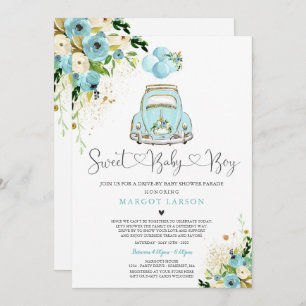 Conduite Par Baby shower Invitation Mint Floral Sh