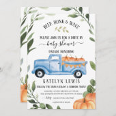 Conduite par Citrouille Boy Baby shower Invitation (Devant / Derrière)