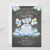 Conduite par Elephant Boys Baby shower Invitation (Devant)