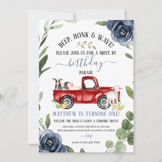 Conduite Par Ferme Invitation Anniversaire (Devant)