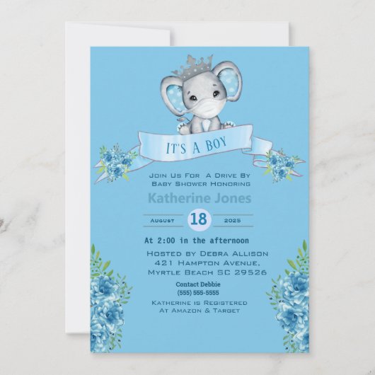 Conduite Par Garçons Bébé Douche Invitations (Devant)