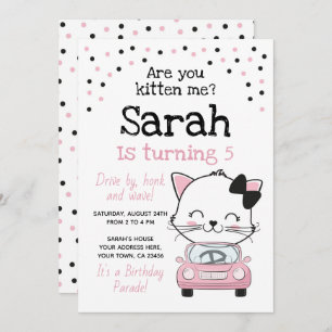 Conduite Par Kitty Cat Invitation D'Anniversaire
