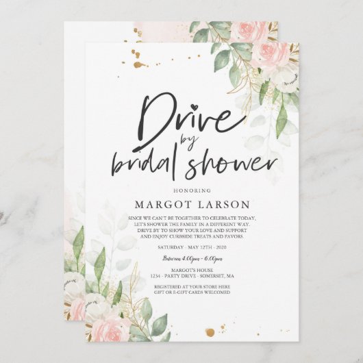 Conduite Par Une Invitation De Douche Bridal Verdu (Devant / Derrière)