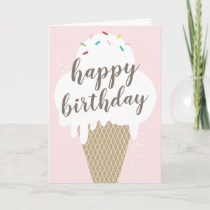 Cône de glace joyeux anniversaire plié carte de vœ