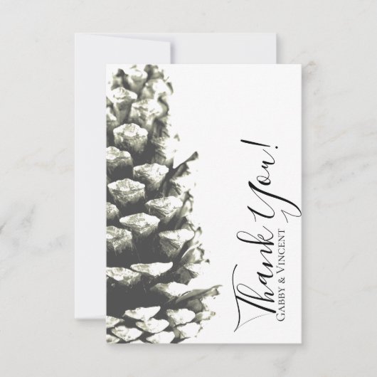 Cône de pin naturel sur Merci Mariage blanc (Devant)