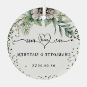 Cone greenery noemt mevrouw elegant new weds glas ornament (Achterkant)