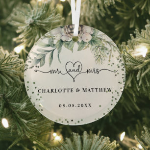 Cone greenery noemt mevrouw elegant new weds glas ornament