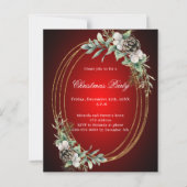 Cone Pine Rood Goud Kerstfeest uitnodiging (Voorkant)