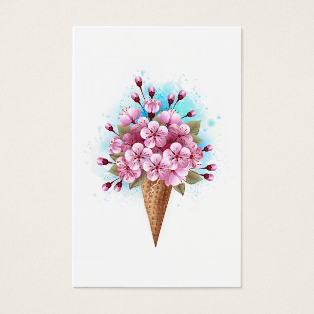Cône rose Sakura crème glacée gaufre (Devant)