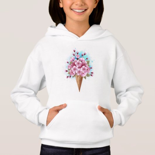 Cône rose Sakura crème glacée gaufre (Devant)