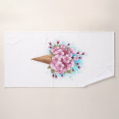 Cône rose Sakura crème glacée gaufre (Serviette de bain)
