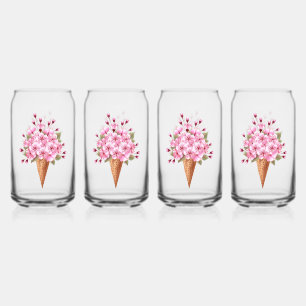 Cône rose Sakura crème glacée gaufre