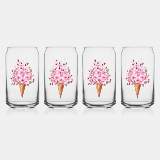 Cône rose Sakura crème glacée gaufre (Recto)