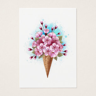 Cône rose Sakura crème glacée gaufre