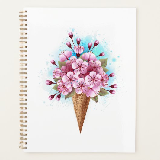 Cône rose Sakura crème glacée gaufre (Devant)