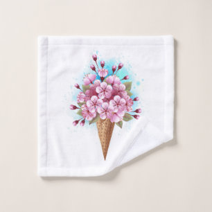Cône rose Sakura crème glacée gaufre
