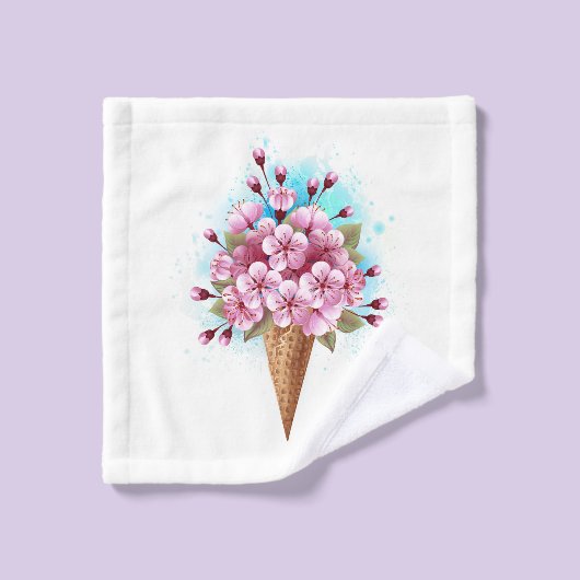 Cône rose Sakura crème glacée gaufre (Gant de toilette)