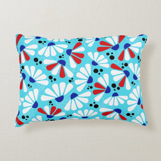 Coneflower Confetti op Tropical Blue Accent Kussen (Voorkant)