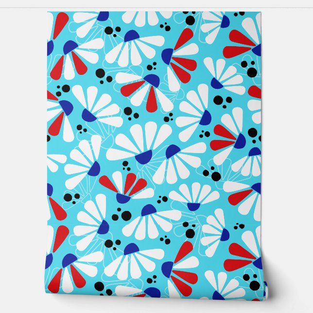 Coneflower Confetti op Tropical Blue Behang (Afrollen)