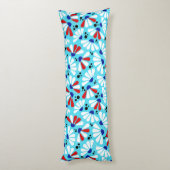 Coneflower Confetti op Tropical Blue Lichaamskussen (Achterkant (Verticaal))