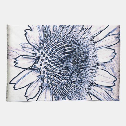 Coneflower Sketch Theedoek (Horizontaal)