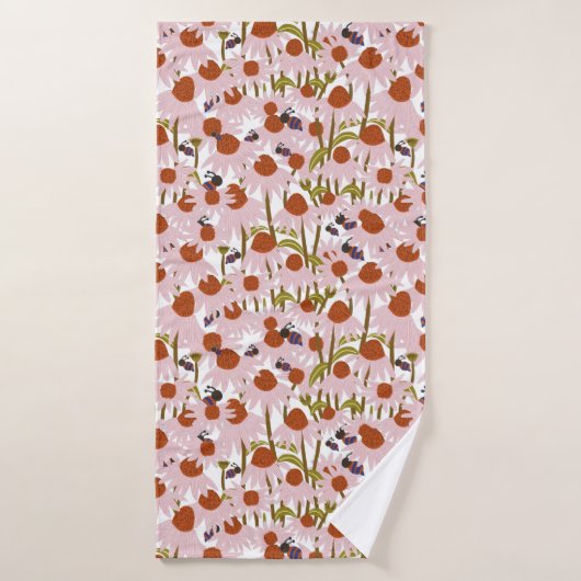 Coneflowers en bijen badhanddoek (Badhanddoek)