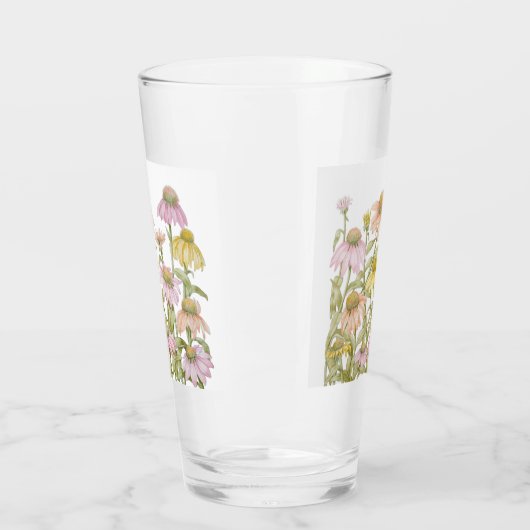 Coneflowers Floral Botanical Art Waterverf Glas (Links)