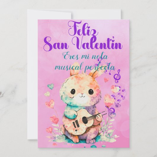 Conejito Guitarrista saludo san valentin Feestdagenkaart (Voorkant)