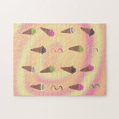 Cônes de crème glacée sur puzzle rose orange jaune (Horizontal)