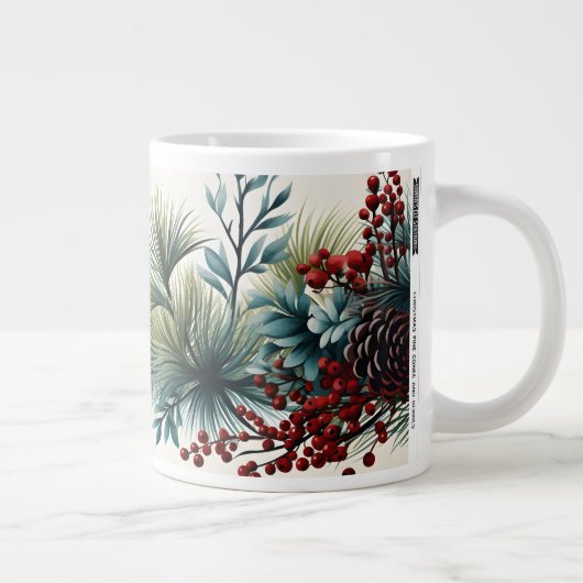 Cones de pin de Noël et baies 20oz Mug for Coff (Droite)