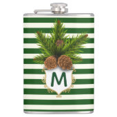 Cônes de pin et bandes vertes Flacon monogramme (Devant)