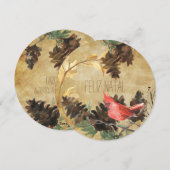 Cônes de pin et carte internationale de vacances (Devant / Derrière)