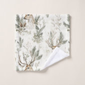 Cônes de pin verts cerf Noël (Gant de toilette)