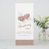 Cones winter bruiloft bruin dinermenu menu (Staand voorkant)