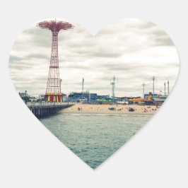 Coney Island Beach Panorama Hart Sticker