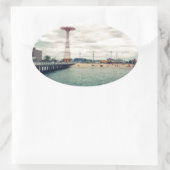 Coney Island Beach Panorama Ovale Sticker (Tas)