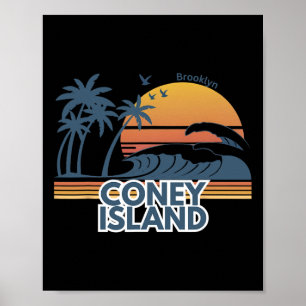 Coney Island Brooklyn Mannen Vrouwen Vakantie Zome Poster