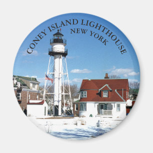 Coney Island Lighthouse, New York Round Magnet