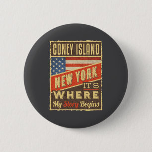 Coney Island New York _1 Ronde Button 5,7 Cm