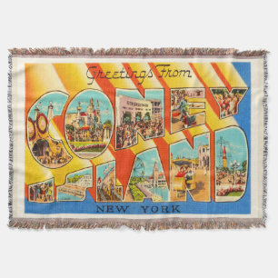 Coney Island New York NY Vintage Travel Souvenir Deken