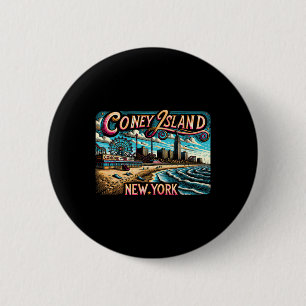 Coney Island New York Reis Zomer Vakantie Familie Ronde Button 5,7 Cm