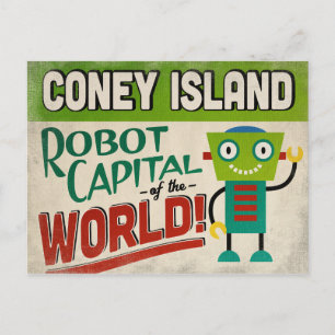 Coney Island New York Robot - Funny  Briefkaart