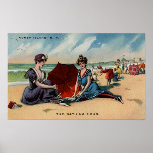 Coney Island NY 1909 Beach Poster (Voorkant)