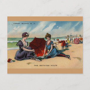 Coney Island NY 1909 Beach Scene Briefkaart