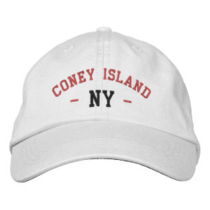CONEY ISLAND NY Preppy Rood Zwart op Wit Geborduurde Pet