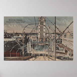 Coney Island, NY - Shoot the Schutes Ride Poster