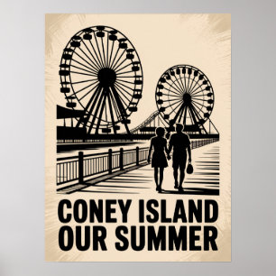 Coney Island Onze Zomer Silhouet Poster