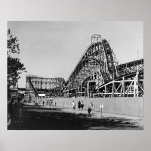 Coney Island Roller Coaster-1826587.bw.jp Poster