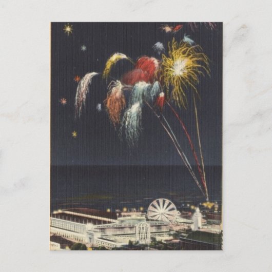 Coney Island Vuurwerk Briefkaart (Voorkant)