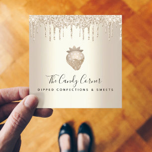 Confectie Chocolade aardbei Gold Glitter Drives Vierkante Visitekaartje